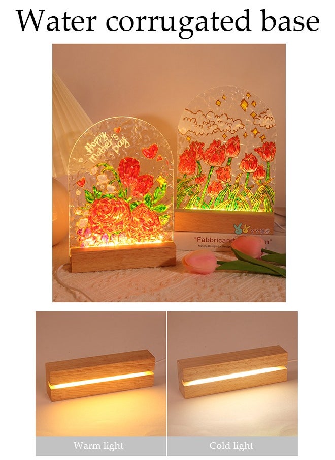 LED Note Board with Colors，Light Up Acrylic Dry Erase Board，Glass Painting DIY Writing Board，LED Night Light，with Stand，Painted，Brush，Palette，For Desk，Office，Cafe，School，Home