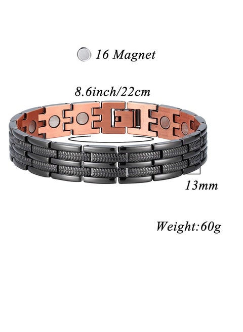 Solid Pure Copper Magnetic Bracelet – Adjustable Cuff For Arthritis Pain Relief – Men Women