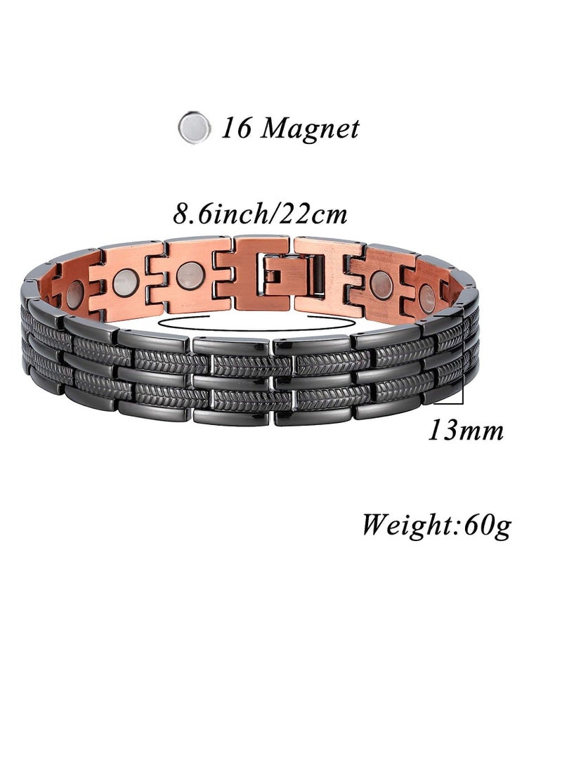 Generic - Mens Copper Magnetic Bracelets, 99.9% Pure Copper Bracelet with Ultra Strength Magnets, 8.6inches Adjustable Wristband Bracelets,  for Birthday Gift, Holiday Gift, 1 Pcs - Image 1