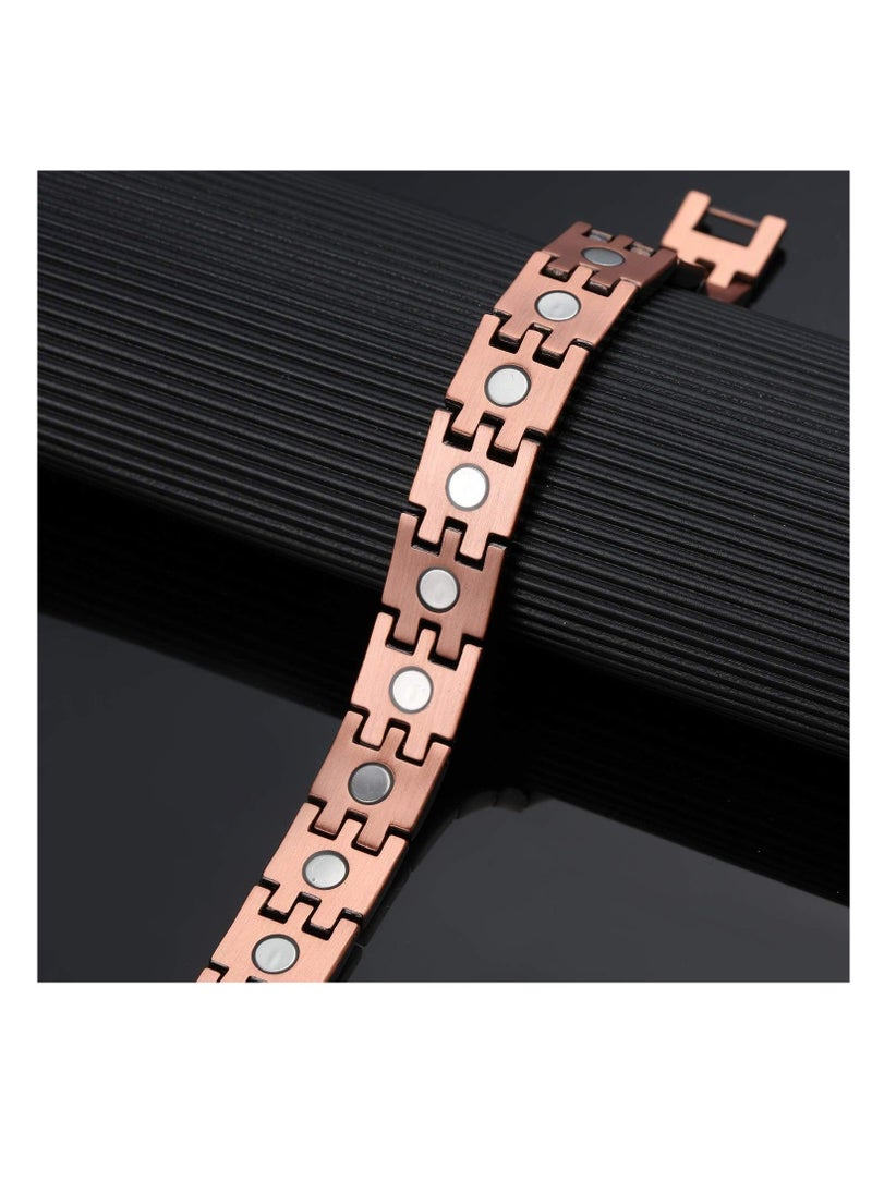Generic - Mens Copper Magnetic Bracelets, 99.9% Pure Copper Bracelet with Ultra Strength Magnets, 8.6inches Adjustable Wristband Bracelets,  for Birthday Gift, Holiday Gift, 1 Pcs - Image 1