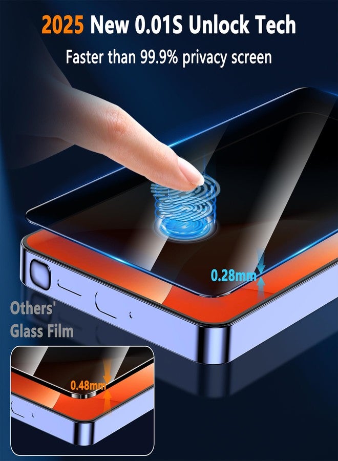 YWXTW EZ Unlock for Samsung Galaxy S25 Ultra Privacy Screen Protector, [0.01S Ultrasonic Fingerprint Support] [Not Glass] 23° Anti Spy Private S25 Ultra Screen Protector Case Friendly, 2 Pack - Image 2