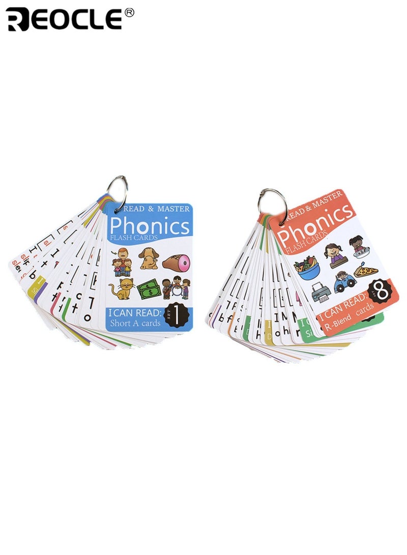 REOCLE 2PCS Kid's Matching Letter Game Flash Cards with Rings Spelling Learning Toys for Early Childhood Education Brain Development Preschool Learning Activities for Kids Toddlers - Image 2