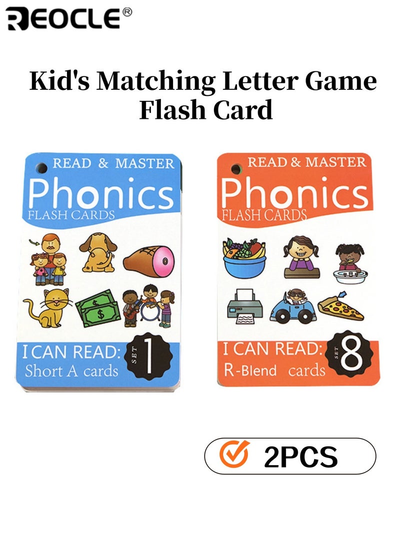 REOCLE 2PCS Kid's Matching Letter Game Flash Cards with Rings Spelling Learning Toys for Early Childhood Education Brain Development Preschool Learning Activities for Kids Toddlers - Image 1