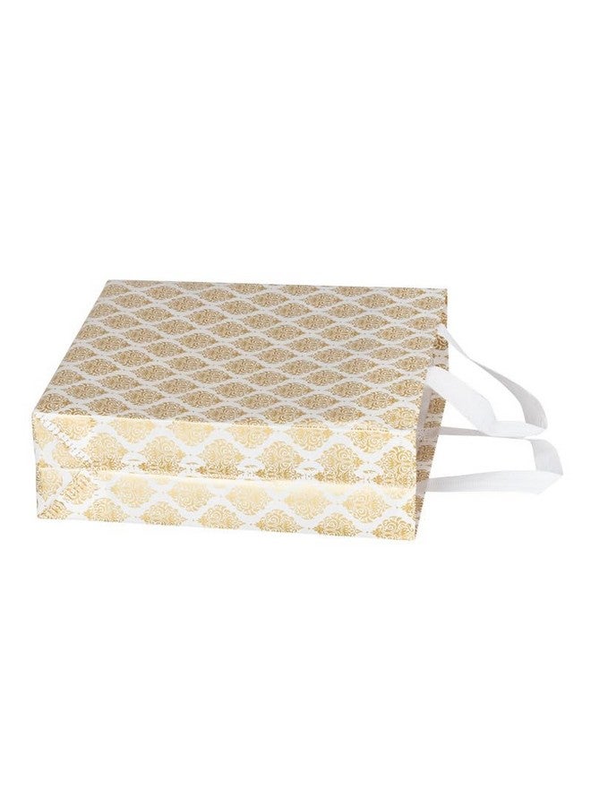 Drapme Festive Special Reusable Non-Woven Laminated Gift Bags, Wedding Gifts, Shagun, Saree, Mithai, Jewellery, Traditional Gifting Carry Bag (Medium - 12x13x4, White, Pack of 10) - Image 5