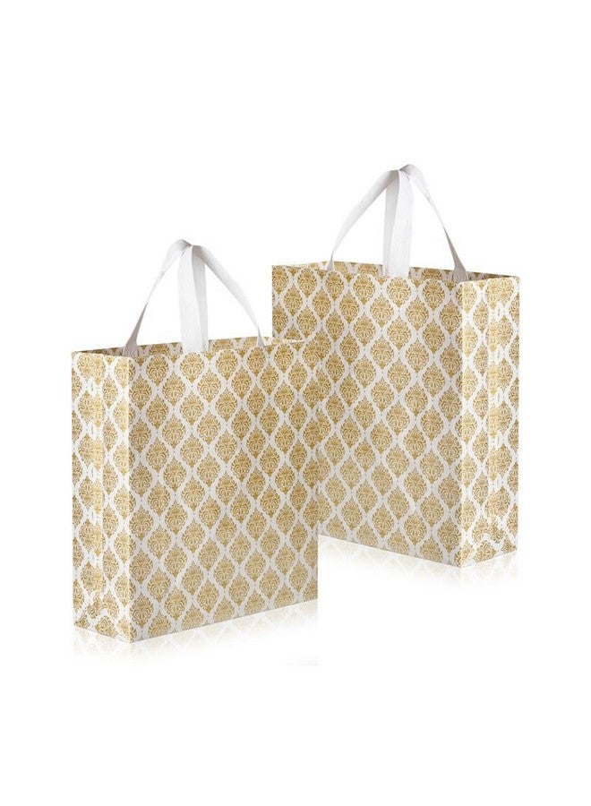 Drapme Festive Special Reusable Non-Woven Laminated Gift Bags, Wedding Gifts, Shagun, Saree, Mithai, Jewellery, Traditional Gifting Carry Bag (Medium - 12x13x4, White, Pack of 10) - Image 1