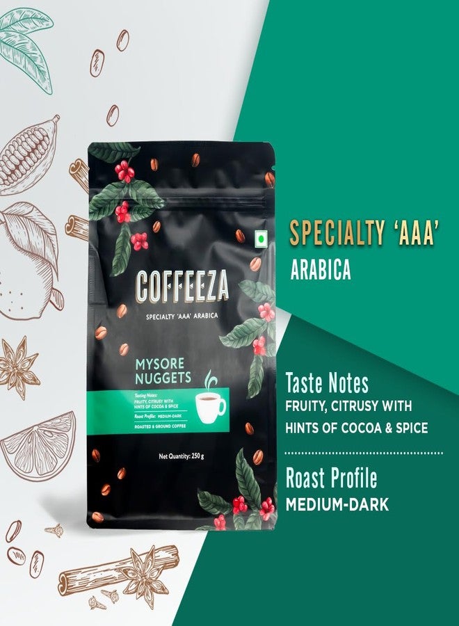 COFFEEZA Ground Coffee - Fine Grind - Mysore Nuggets Single Estate - 250g - Dark Roast 100% Arabica Ground Coffee Powder - Image 2
