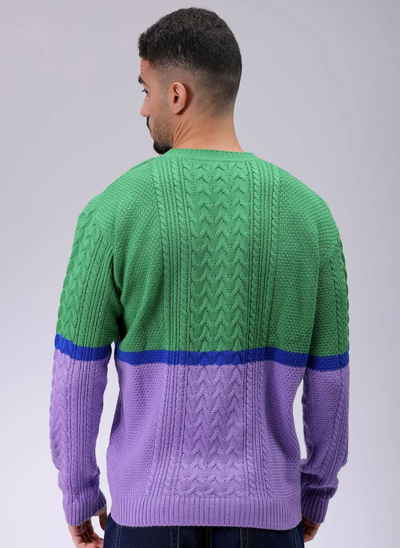 The Indian Garage Co Men Relaxed Fit Colourblocked High Neck Sweater