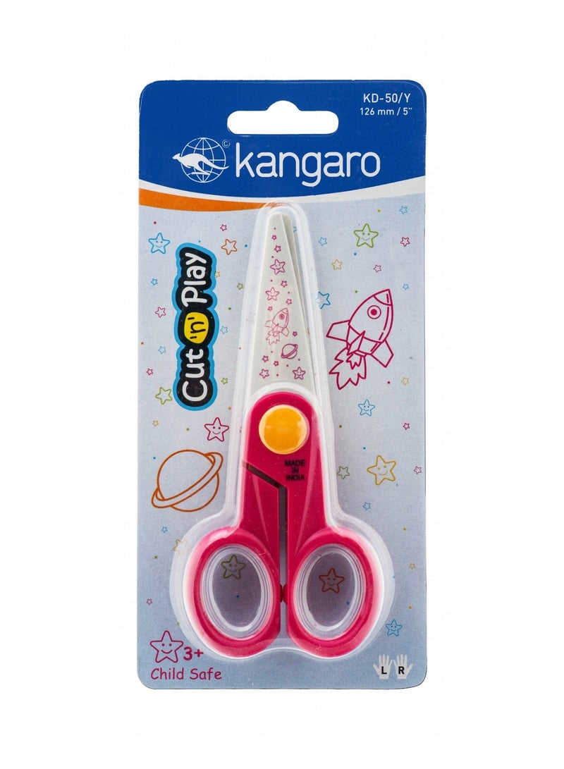 Kangaro مقص آمن للأطفال قطعة واحدة بطول 126 مم بألوان متنوعة - Image 1