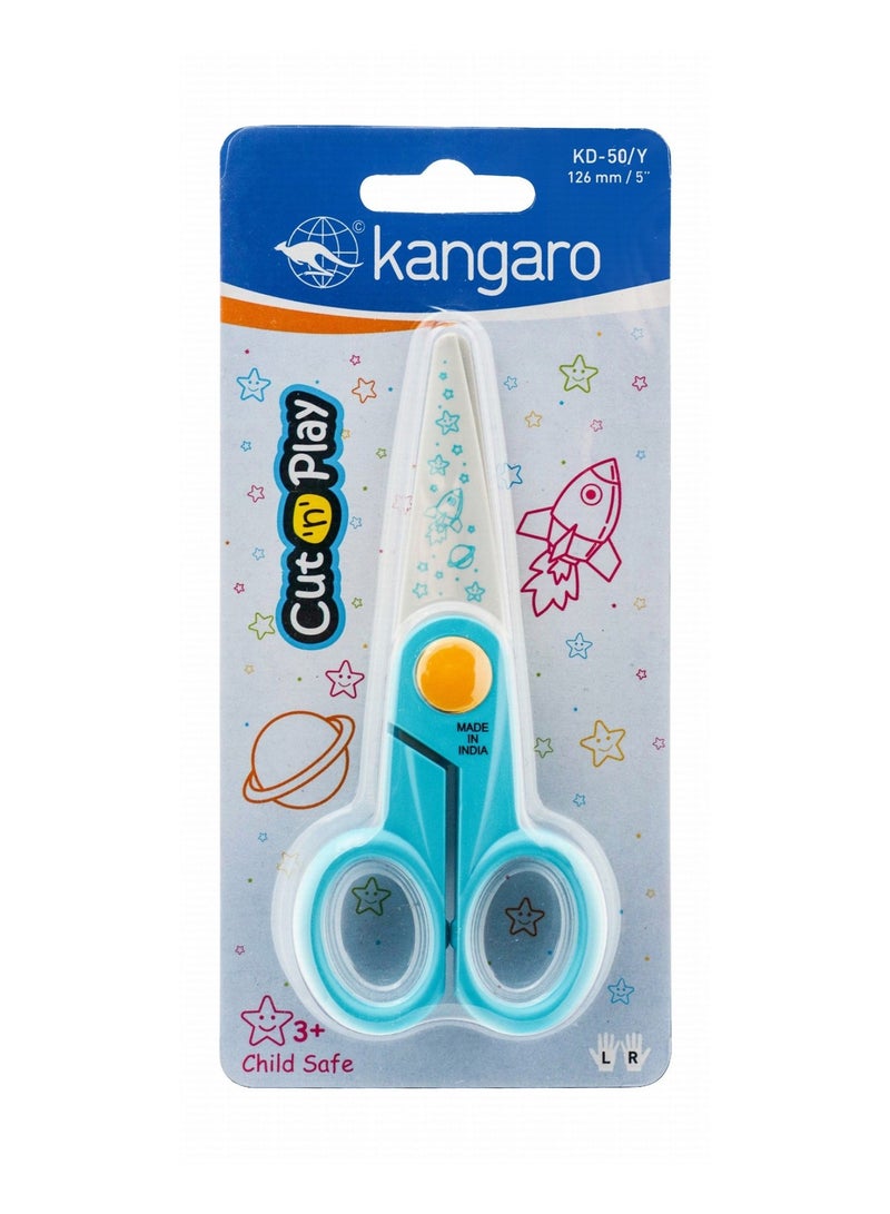 Kangaro مقص آمن للأطفال قطعة واحدة بطول 126 مم بألوان متنوعة - Image 2