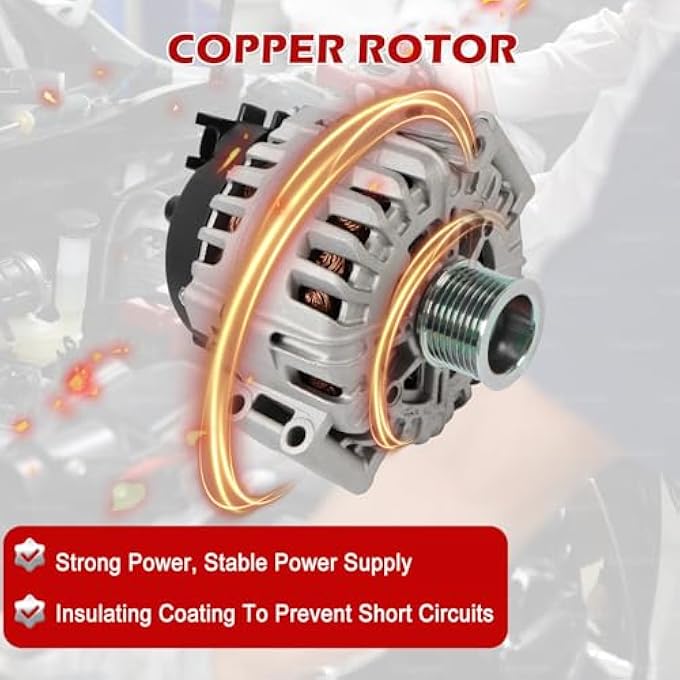 Kessocco A3327 12317603778 Alternator Replacement for BMW E71 X6 2008-2010 F01 SWB F02 SWB 740i 740Li 2011-2015 12V 230A CW 8 Groove Pulley - Image 4