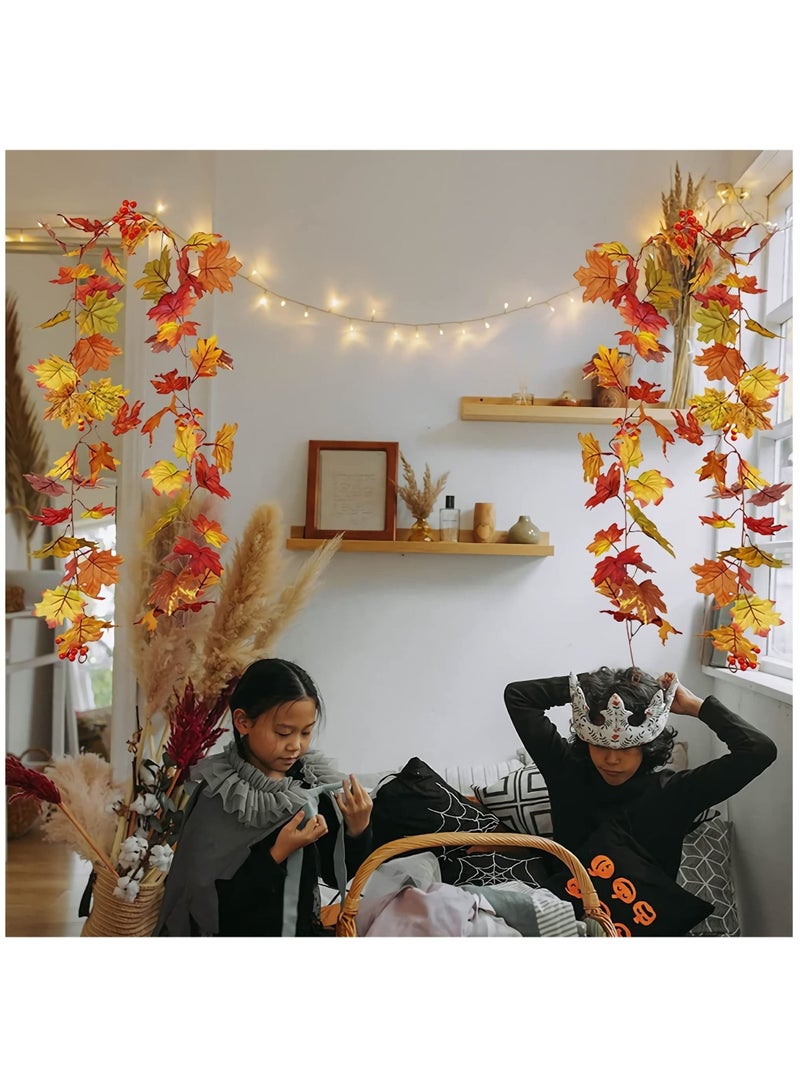 كابتن تيك Artificial Maple Leaves Garland 2Pcs Fall Autumn Hanging Plant for Home Garden Wall Doorway Backdrop Fireplace Decoration Wedding Party Thanksgiving Day Decor (2×6ft) - Image 4