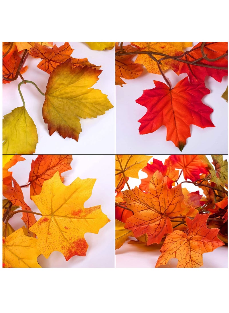 كابتن تيك Artificial Maple Leaves Garland 2Pcs Fall Autumn Hanging Plant for Home Garden Wall Doorway Backdrop Fireplace Decoration Wedding Party Thanksgiving Day Decor (2×6ft) - Image 5