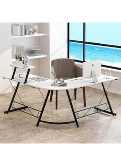Favarey L-Shaped Desk Computer Corner Table, 51" Home Gaming Desk, Office Writing Workstation with Large Monitor Stand, Space-Saving, Easy to Assemble  - Image 2