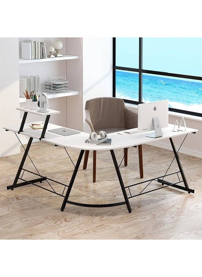 Favarey L-Shaped Desk Computer Corner Table, 51" Home Gaming Desk, Office Writing Workstation with Large Monitor Stand, Space-Saving, Easy to Assemble  - Image 2