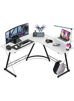 Favarey L-Shaped Desk Computer Corner Table, 51" Home Gaming Desk, Office Writing Workstation with Large Monitor Stand, Space-Saving, Easy to Assemble  - Image 1