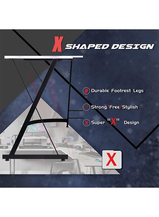Favarey L-Shaped Desk Computer Corner Table, 51" Home Gaming Desk, Office Writing Workstation with Large Monitor Stand, Space-Saving, Easy to Assemble  - Image 4