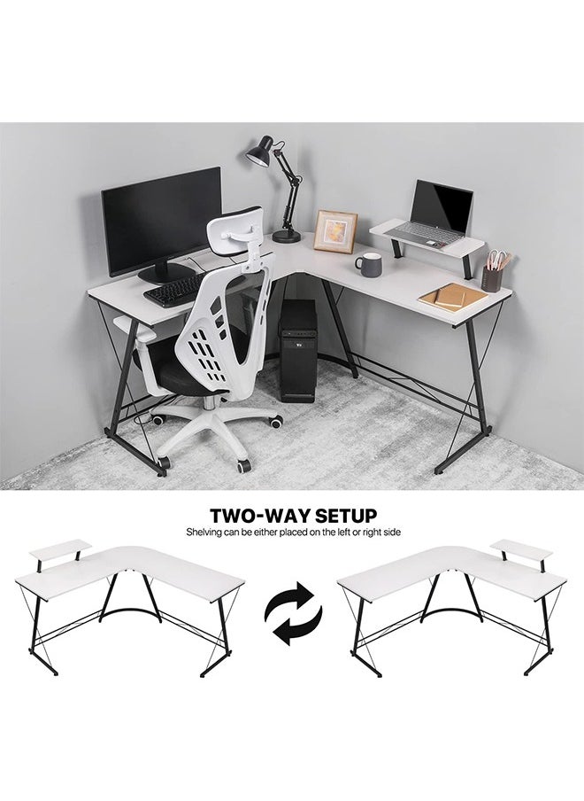 L-Shaped Desk Computer Corner Table, 51" Home Gaming Desk, Office Writing Workstation with Large Monitor Stand, Space-Saving, Easy to Assemble