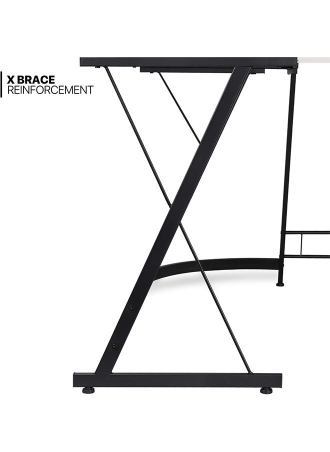 L-Shaped Desk Computer Corner Table, 51" Home Gaming Desk, Office Writing Workstation with Large Monitor Stand, Space-Saving, Easy to Assemble