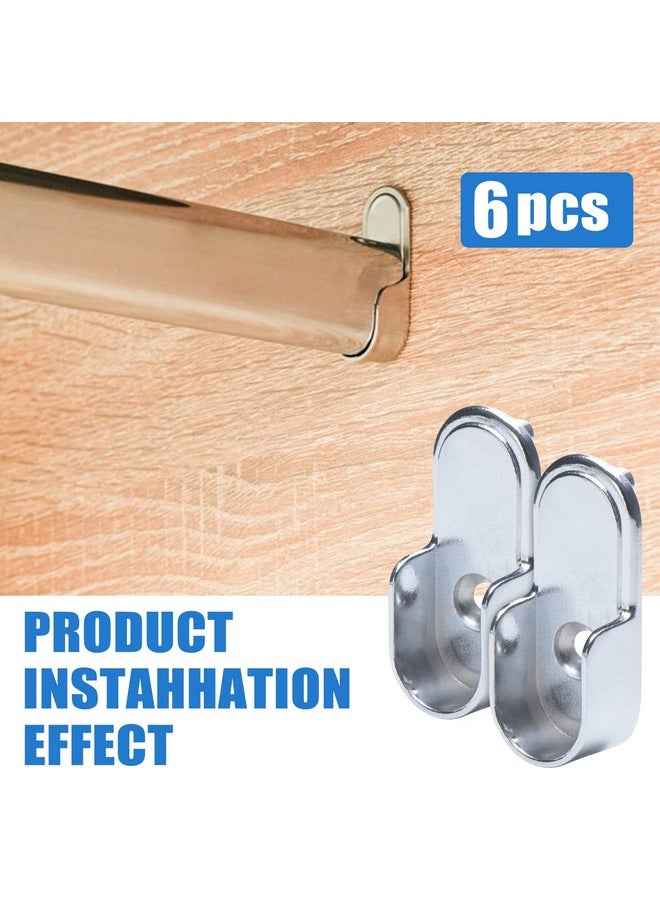 AEGYPIUS AEGYPIUS 6Pcs Oval Closet Rod End Supports 15mm x 30mm, Wardrobe Bracket Metal Rod Holders, Heavy-Duty Closet Pole Socket with Rear Facing 6.5mm Pins  - Image 4