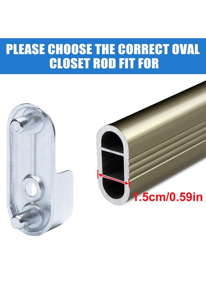AEGYPIUS AEGYPIUS 6Pcs Oval Closet Rod End Supports 15mm x 30mm, Wardrobe Bracket Metal Rod Holders, Heavy-Duty Closet Pole Socket with Rear Facing 6.5mm Pins  - Image 2