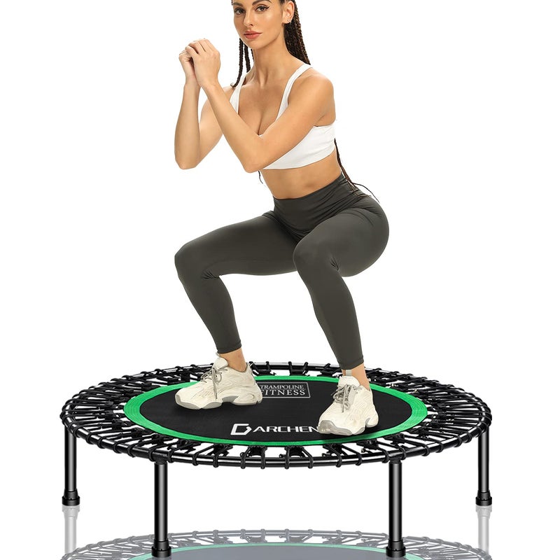 DARCHEN 450 lbs Mini Trampoline for Adults, Indoor Small Rebounder Exercise Trampoline for Workout Fitness for Quiet and Safely Cushioned Bounce, [40 Inch] - Image 1