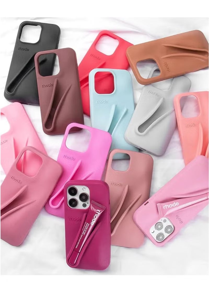 rhode iPhone 12/13 Pro Max Silicone Case Lip Holder for Cell Phone, Lip Gloss Adhesive Sleeve for Phone, Lip Holder Stick-on Phone Case, Back Stick On Holder for iPhone Phones (PINK) - Image 4