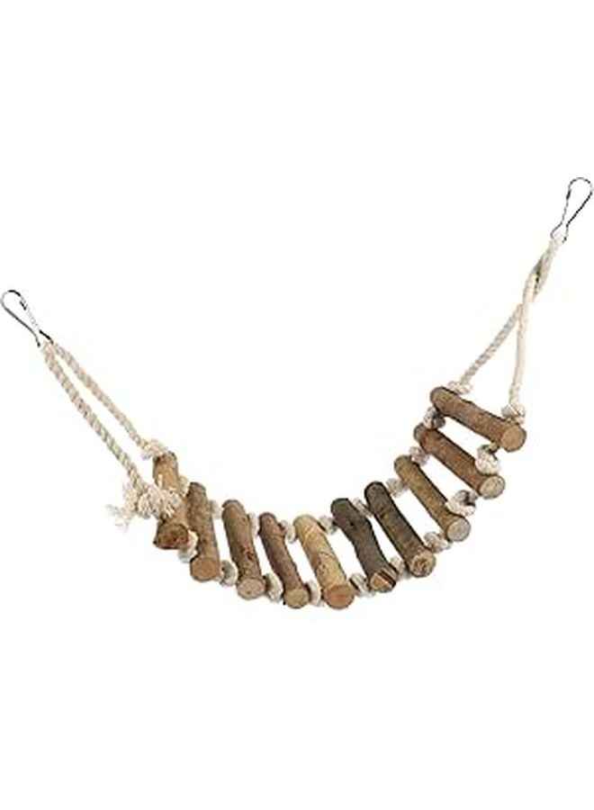 Natural Wood Bird Cage Ladder with Rope for Parakeets Small Birds Climbing Grinding Accessory - Image 1