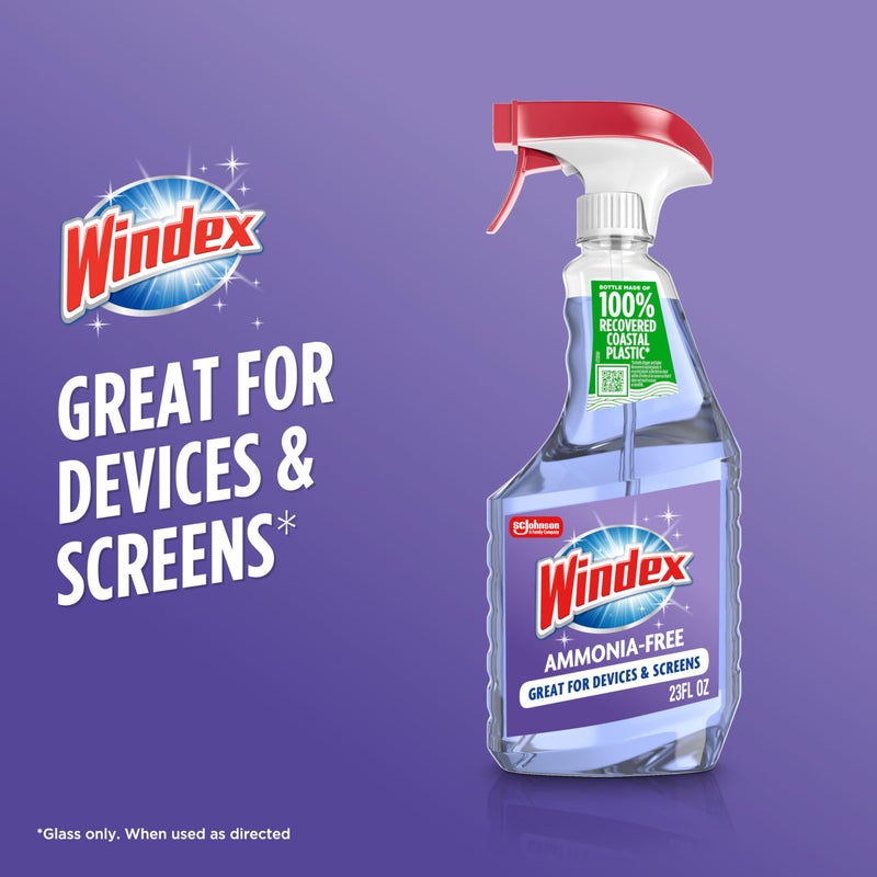 Windex Glass and Window Cleaner Spray Bottle, Ammonia Free, Packaging Designed to Prevent Leakage and Breaking, Surface Cleaning Spray, Crystal Rain Scent, 23 Fl Oz - Image 4