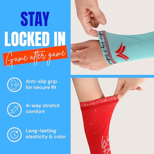 Waycel Youth Arm Sleeves – Compression Sports Sleeves for Football, Volleyball, Baseball, Basketball, Cycling – UV Protection (Blueberry Blitz, M) - Image 5