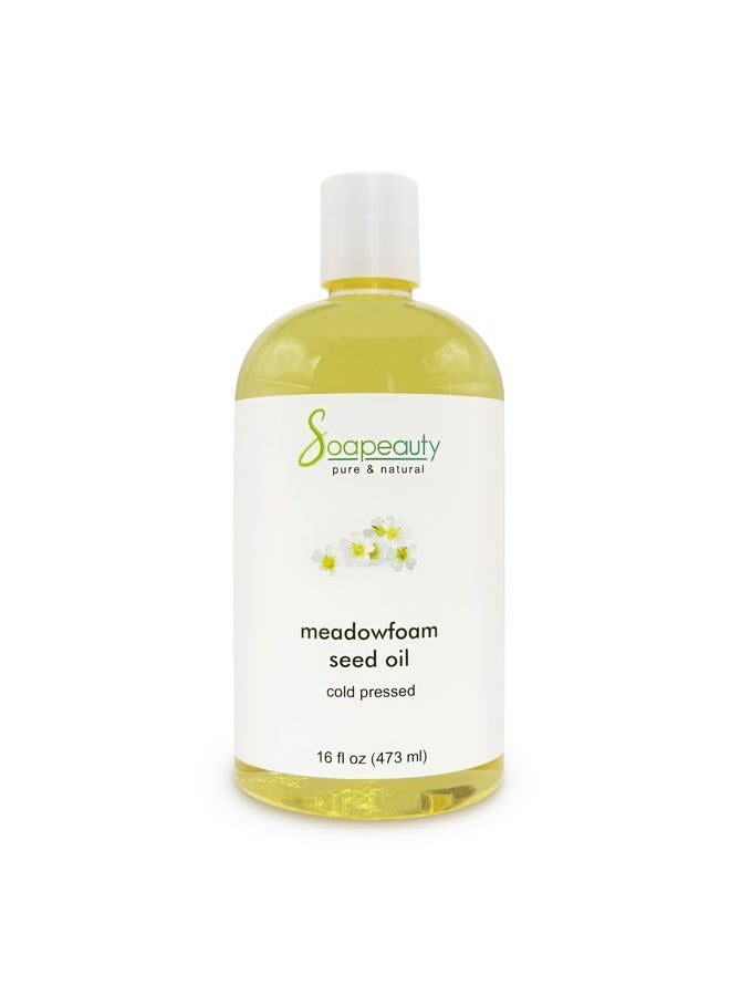 Soapeauty MEADOWFOAM SEED OIL Organic Cold Pressed Unrefined | 100% Pure Natural Meadowfoam Seed Oil for Face & Hair | Moisturizer for Skin, Promotes Hair Growth, Balms | Sizes 4OZ to 1 GALLON | (16 OZ) - Image 1