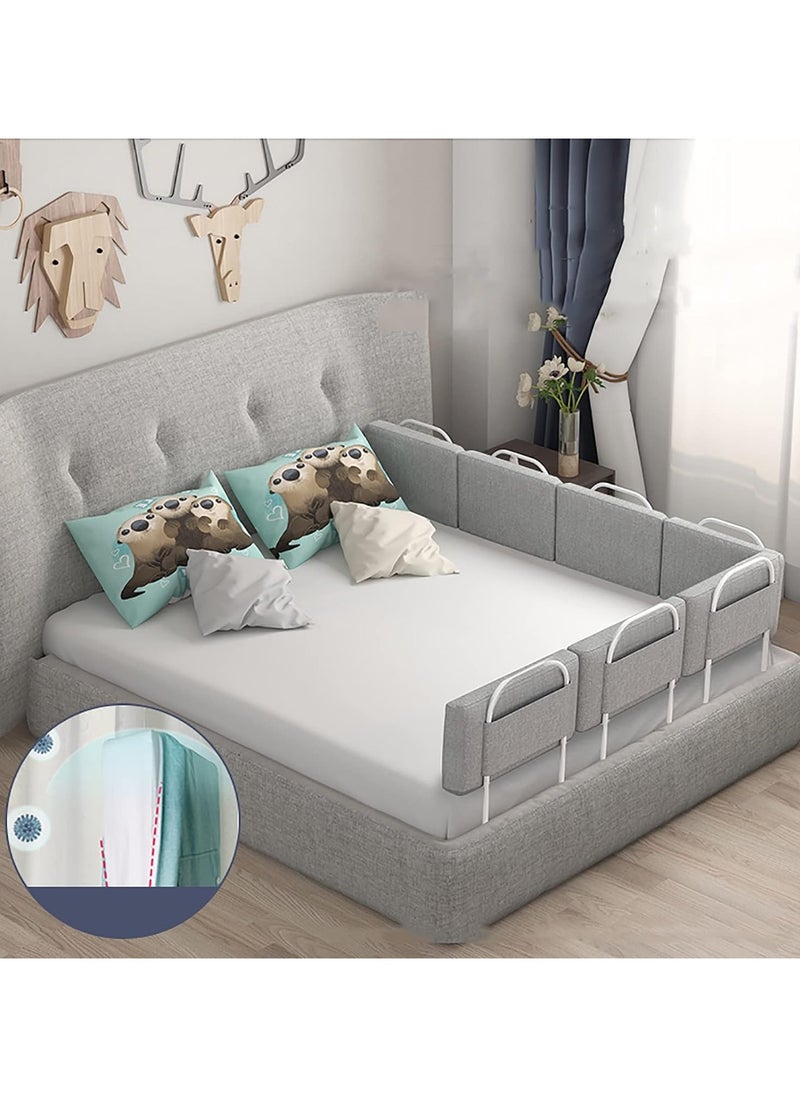 Generic - Bed Fence Kids Safety Bedside Guard Baby Anti-Fall Bed Rail Child Bed Soft Barrier Height Adjustable Side Protection 60cm,grey - Image 1