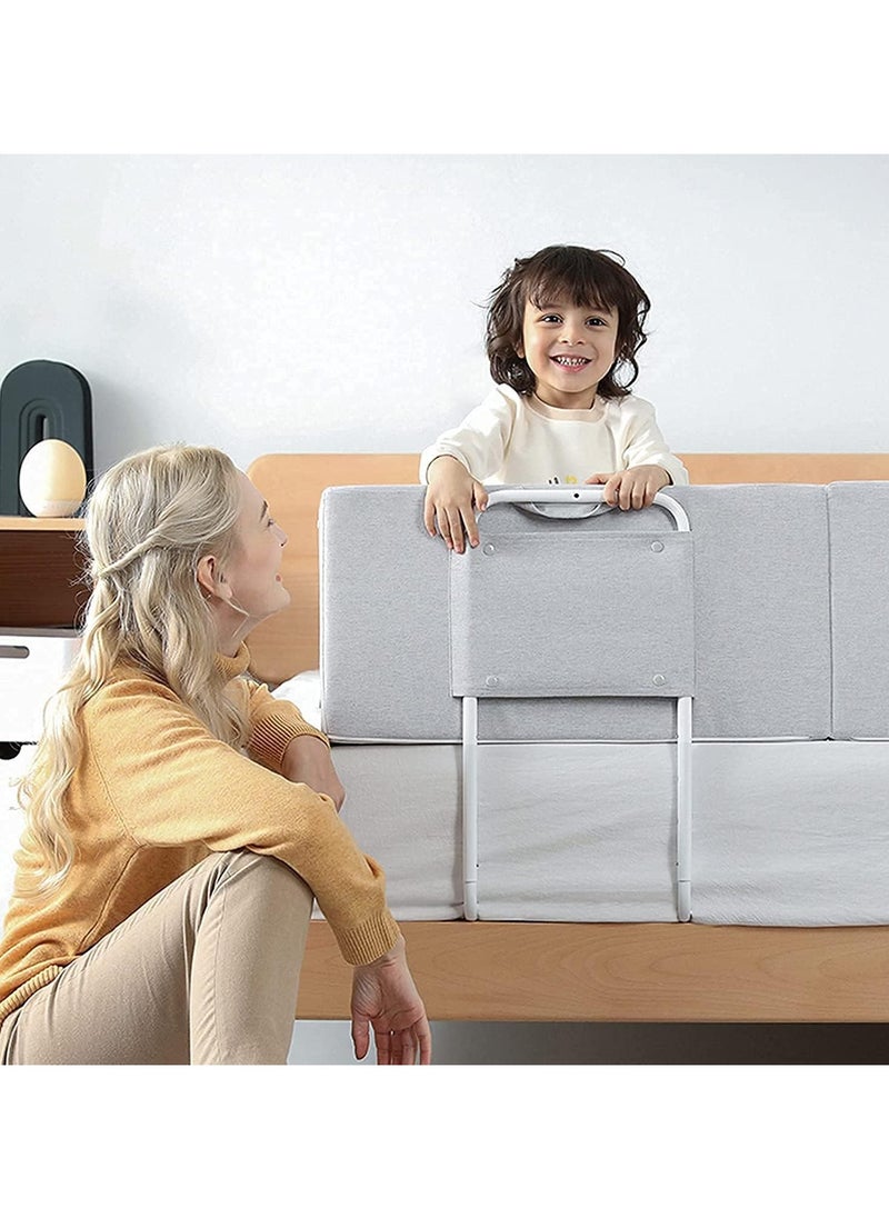 Generic - Bed Fence Kids Safety Bedside Guard Baby Anti-Fall Bed Rail Child Bed Soft Barrier Height Adjustable Side Protection 60cm,grey - Image 1