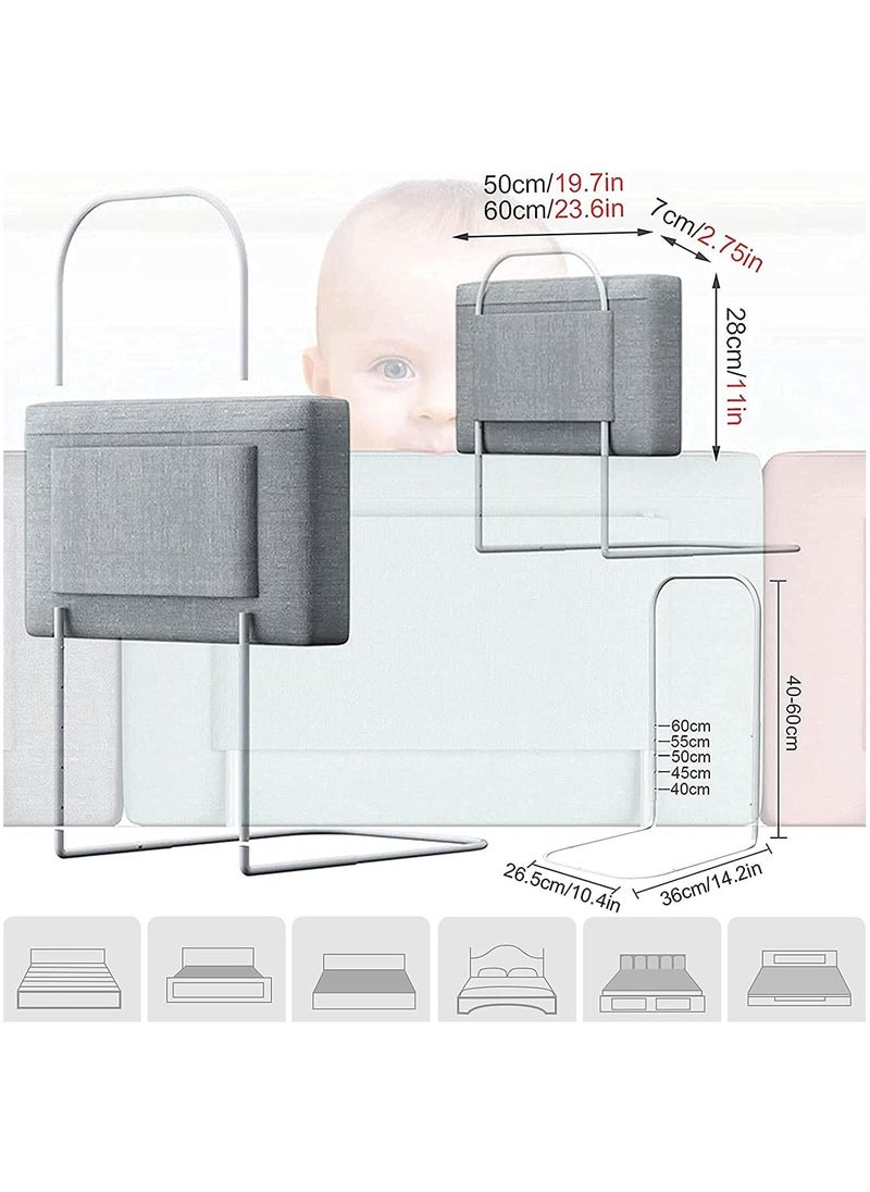 Generic - Bed Fence Kids Safety Bedside Guard Baby Anti-Fall Bed Rail Child Bed Soft Barrier Height Adjustable Side Protection 60cm,grey - Image 1