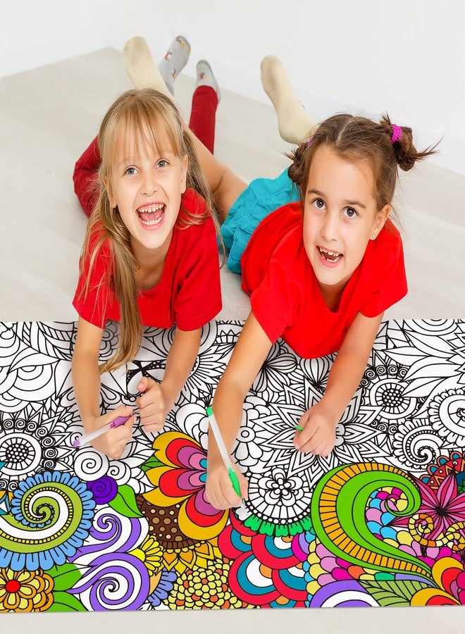 ملصق تلوين ماندالا جامبو من دي في بونيكي، زهرة عملاقة، ورق رسم فني، لافتة فارغة، 55.1 × 23.6 بوصة، غطاء طاولة للتلوين، ديكور حائط، أنشطة مدرسية جماعية للأطفال، لوازم حفلات فنية وحرفية - Image 4