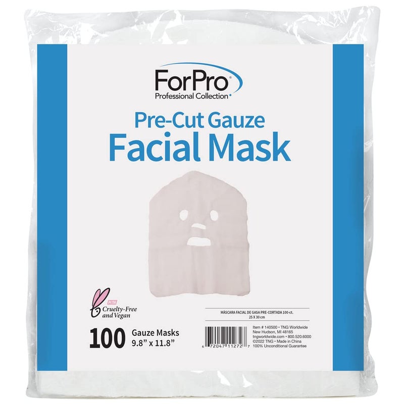 ForPro Professional Collection Precut Gauze Facial Mask, 100% Cotton Gauze, for High Frequency Facial Treatments and Masks, 100-Count - Image 3