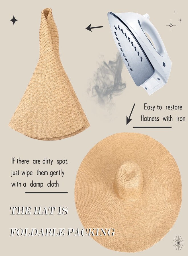 Sureio 2 Pcs Oversized Beach Hat for Women UV Protection Large Wide Brim Foldable Beach Hat Floppy Beach Cap for Summer Outdoor (Black and Brown) - Image 4