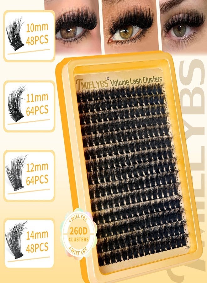 TMIELYBS Lash Clusters 10-14mm Short Cluster Eyelash Extensions 260D Thick Eyelash Clusters Volume D Curly Wispy Individual Lashes 224pcs Mink False Eyelashes Soft DIY Lash Extension for Beginners, by TMIELYBS - Image 3