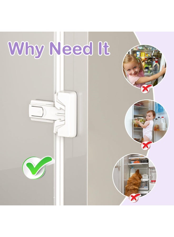 RAHAYM 2 Pack Refrigerator Fridge Freezer Door Lock for Kids and Aging Seals, Child Proof Refrigerator Latch Lock to Keep Door Closed, No Tools Required and Easy Installation (White) - Image 3