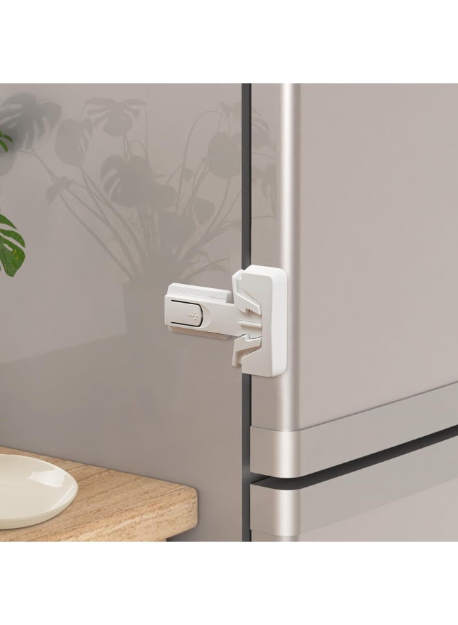 RAHAYM 2 Pack Refrigerator Fridge Freezer Door Lock for Kids and Aging Seals, Child Proof Refrigerator Latch Lock to Keep Door Closed, No Tools Required and Easy Installation (White) - Image 1