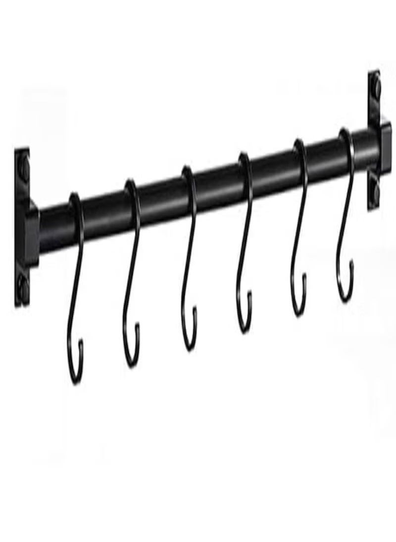 Multi-Use Hook Rack for Home Kitchen Organization, Kitchen Utensil Rack with 8 Removable Movable Hooks, Hanging Rack for Tools and Coats