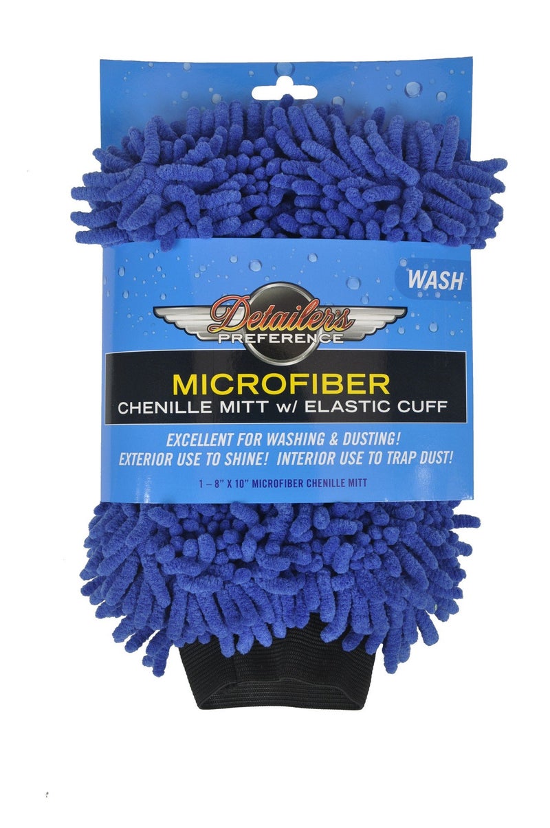 Detailer's Preference Double-Sided Premium Chenille Microfiber Wash Mitt, Wet or Dry, Perfect for Car Washing and Detailing, Absorbent, Scratch-Free, and Lint-Free, Blue - Image 2