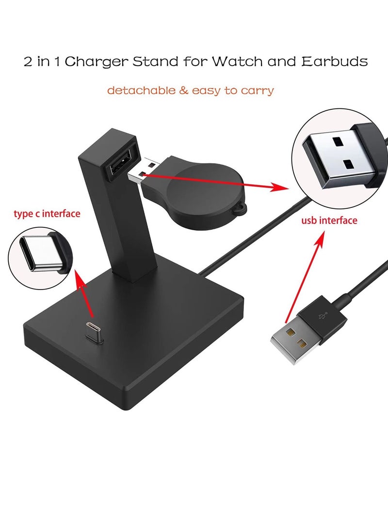 Captaintech 2 in 1 Charger Stand, for Samsung Watch and Type C Earbuds, Watch Charger Dock Compatible with Galaxy Watch 4/3/Active 2/Active & Galaxy Buds 2/Pro/Live/Buds+/Buds and More USB C Earbuds - Image 4
