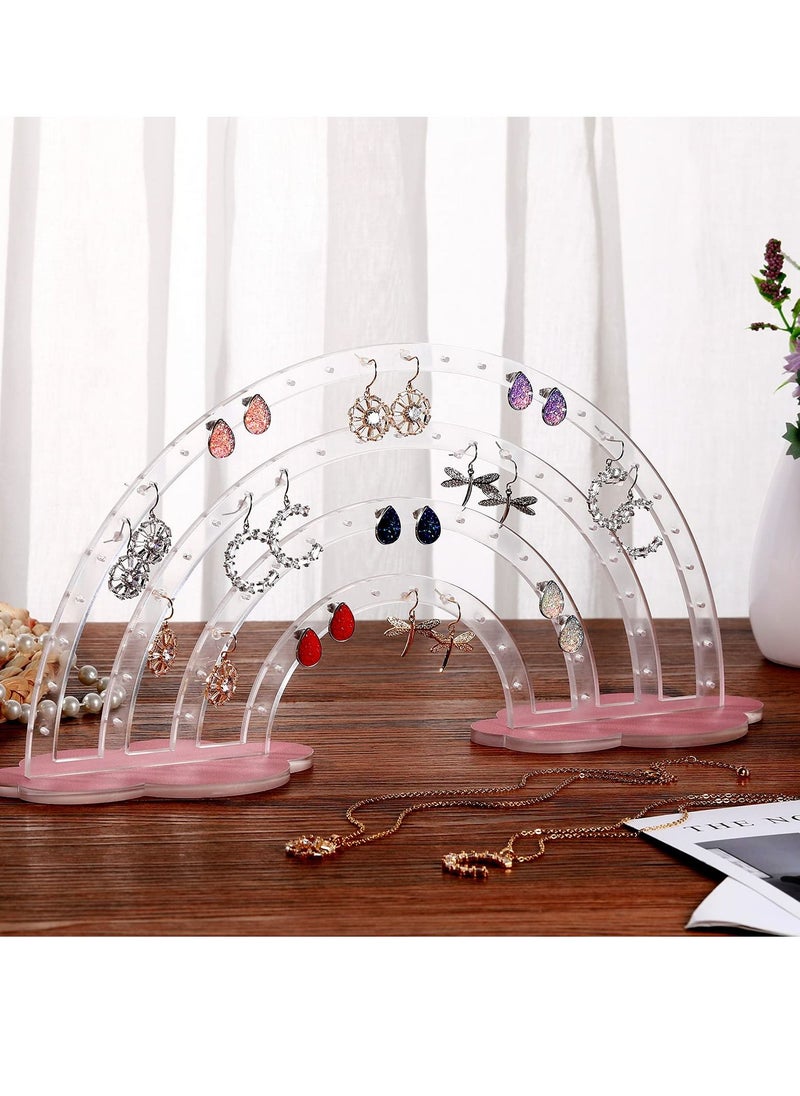Excefore Acrylic Earring Holder, 74 Holes Earring Holder, Rainbow Earring Display Stands, Jewelry Hanging Organizer, Double Sided Transparent Earring Holder, Suitable for Girls Room Decor  - Image 1