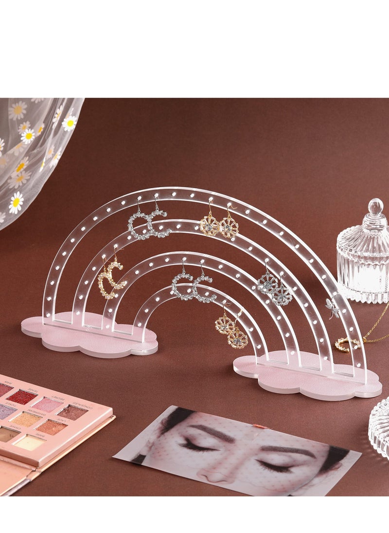 Excefore Acrylic Earring Holder, 74 Holes Earring Holder, Rainbow Earring Display Stands, Jewelry Hanging Organizer, Double Sided Transparent Earring Holder, Suitable for Girls Room Decor  - Image 5