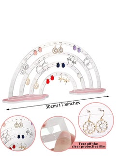 Excefore Acrylic Earring Holder, 74 Holes Earring Holder, Rainbow Earring Display Stands, Jewelry Hanging Organizer, Double Sided Transparent Earring Holder, Suitable for Girls Room Decor  - Image 2