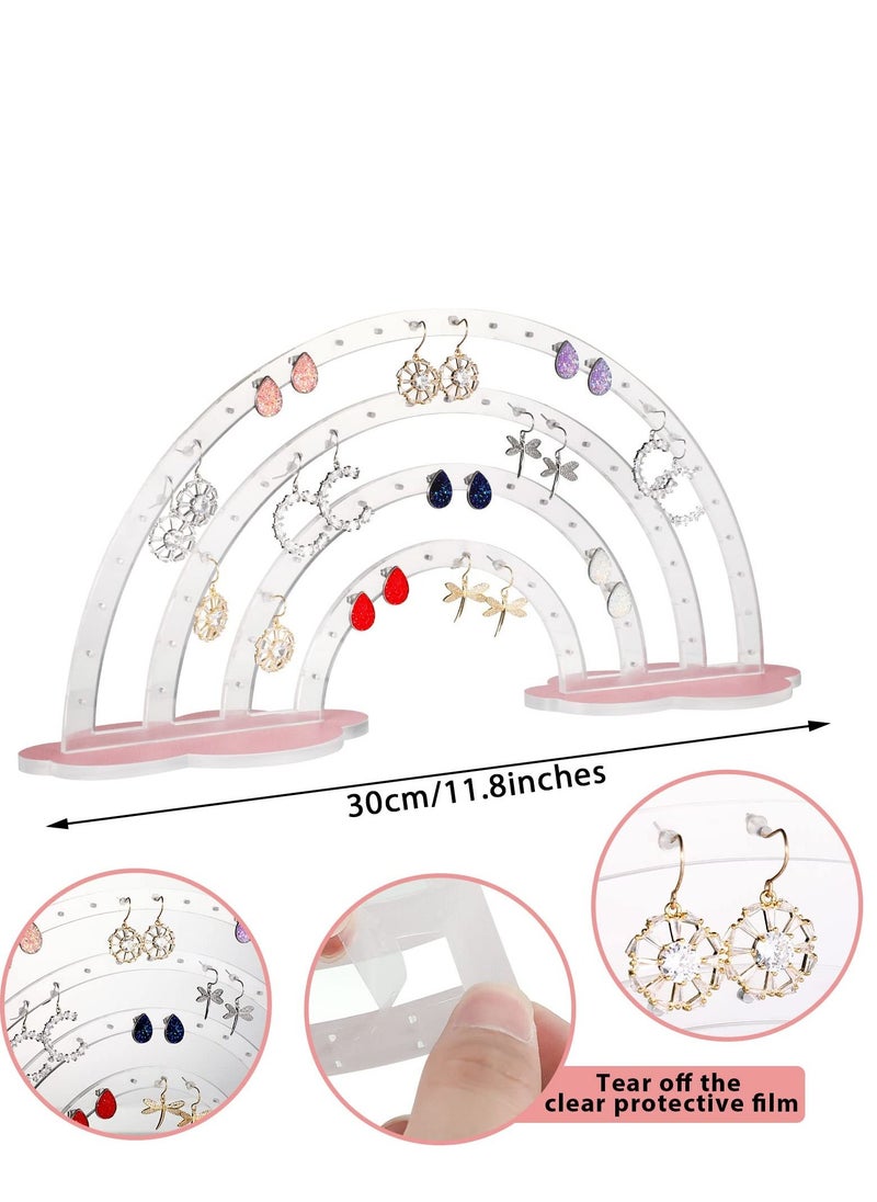 Excefore Acrylic Earring Holder, 74 Holes Earring Holder, Rainbow Earring Display Stands, Jewelry Hanging Organizer, Double Sided Transparent Earring Holder, Suitable for Girls Room Decor  - Image 2