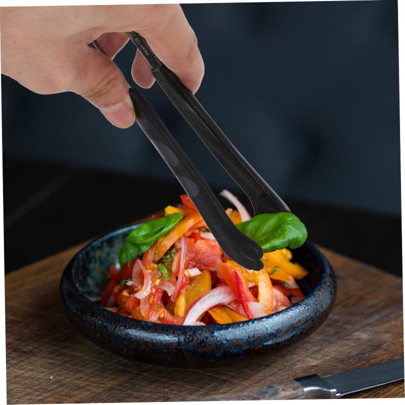 Stainless Steel Salad Tongs Black Kitchen Utensil for Cooking and BBQ - Image 4