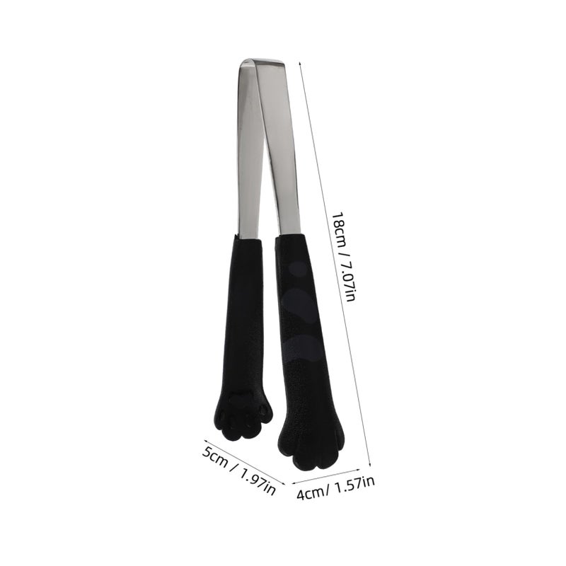 Stainless Steel Salad Tongs Black Kitchen Utensil for Cooking and BBQ - Image 3