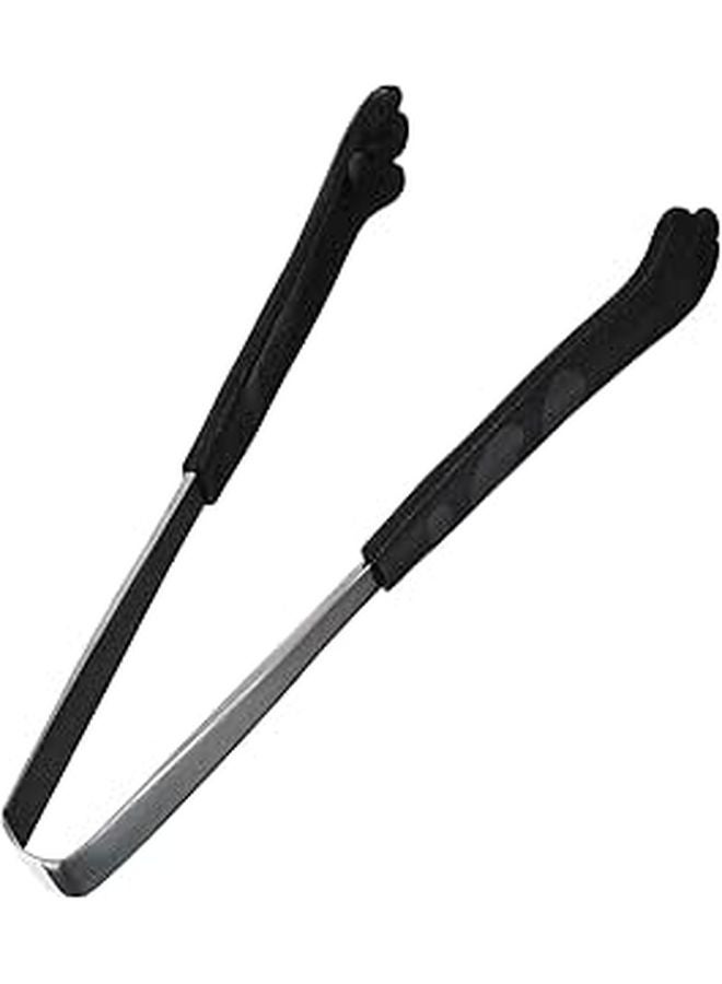 Stainless Steel Salad Tongs Black Kitchen Utensil for Cooking and BBQ - Image 1