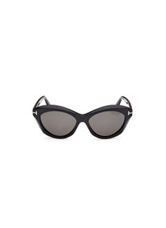 TOM FORD Women's Oval Shape Acetate Sunglasses FT111101D55 Lens Size: 55 Millimeter - Shiny Black  - Image 2